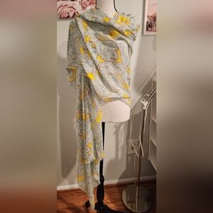 Boden Yellow and Gray Paisley Scarf